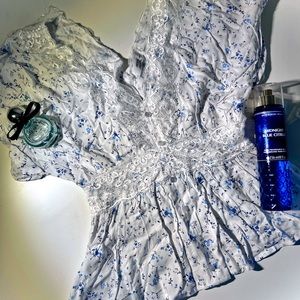 ARDENE FLORAL CROP TOP WITH LACE NECK [ Cottage Core Vibe }